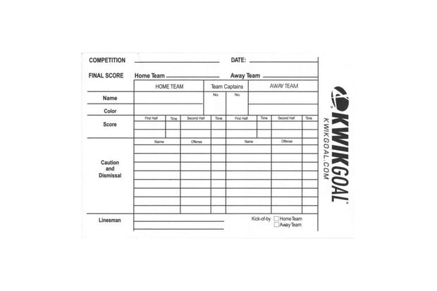 Kwikgoal Referee Score Sheets