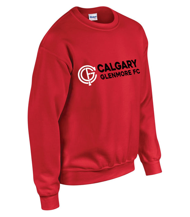 Calgary Glenmore FC Gildan Wordmark Logo Crewneck Red