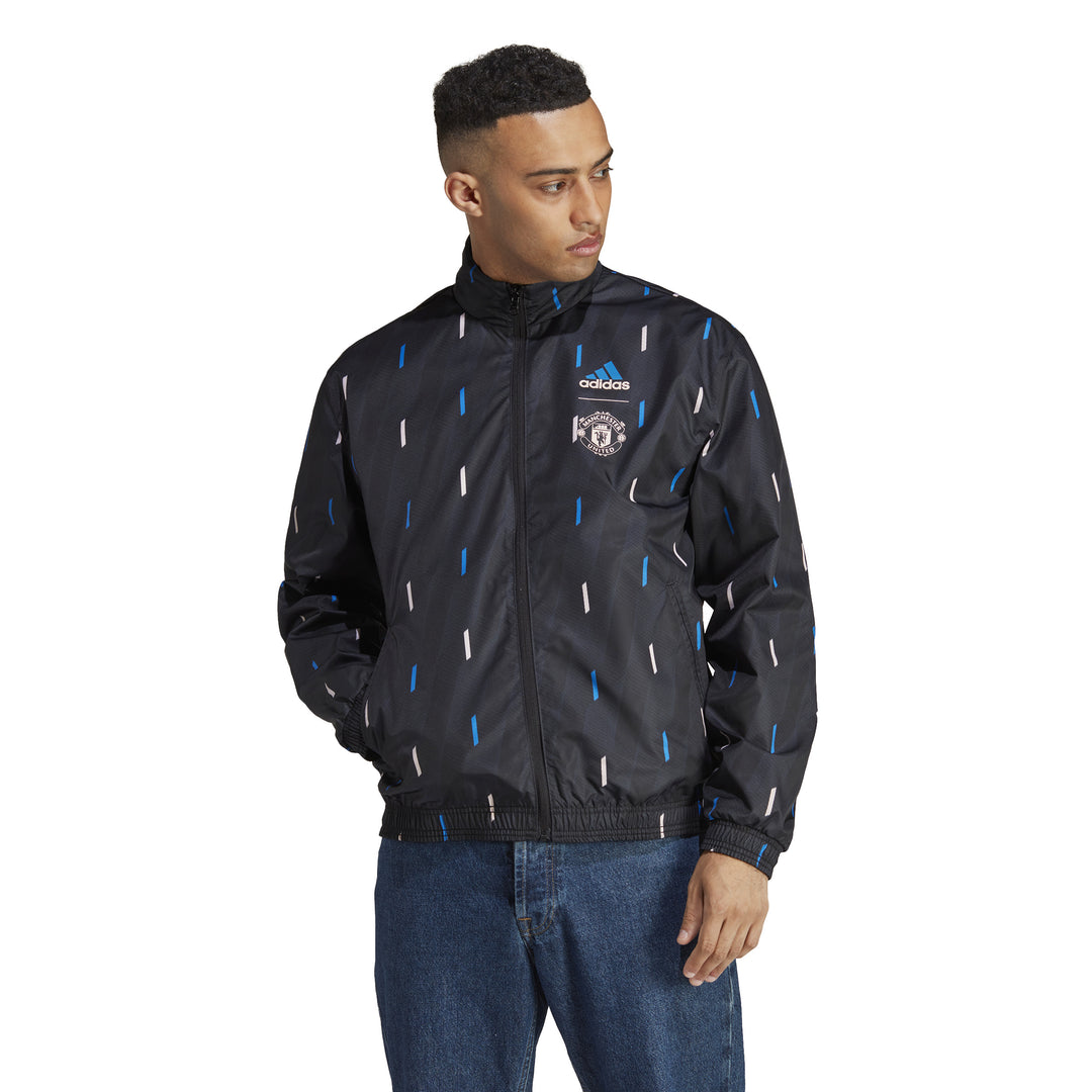 Blue and black adidas jacket top